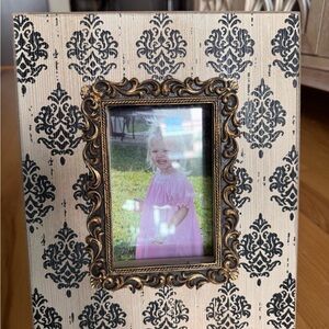 Elegant Black and Gold Damask Photo Frame